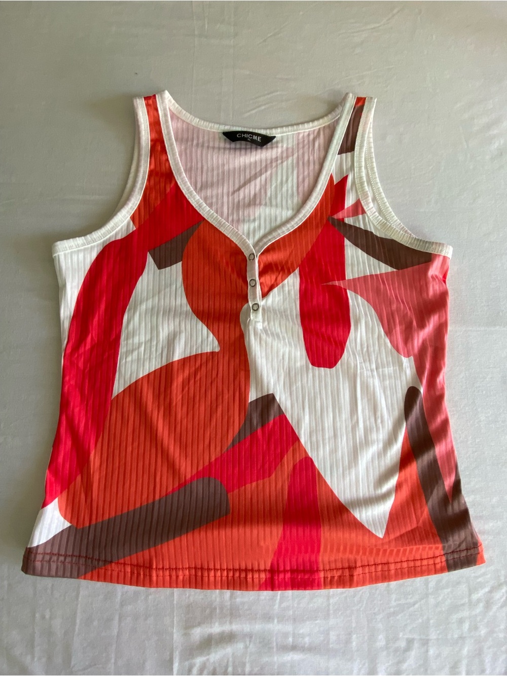 XL Ladies Chic Me Tank Top Shirt Red/Orange/White